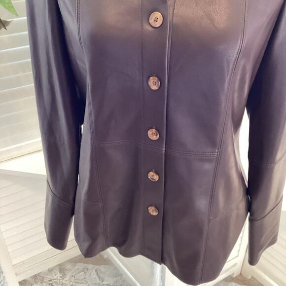 REBECCA TAYLOR FAUX LEATHER SOFT BUTTON DOWN JACKET SIZE MED - Picture 5 of 9
